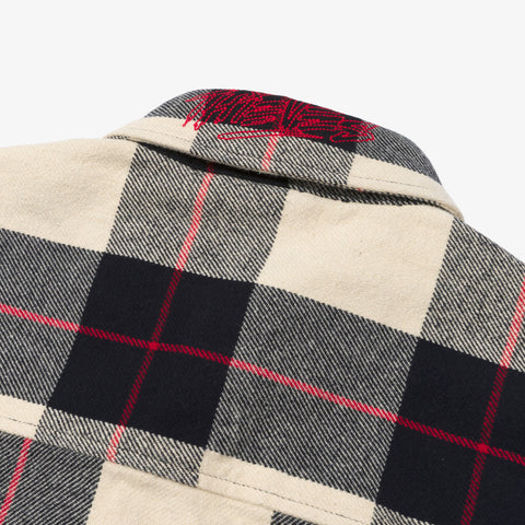 neck detail on Foundations FW'24 Flannel OverShirt - Cream