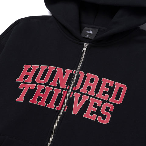 Front detail on Foundations FW'24 Full Zip Hoodie - Black