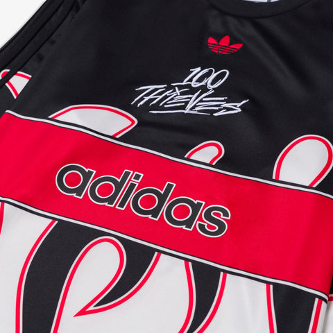 adidas and 100 thieves logo on adidas Originals Long Sleeve Jersey