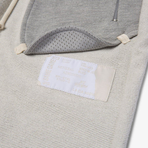 pocket detail on 100T X Bristol Studio Reversible Sweats - Oatmeal Heather