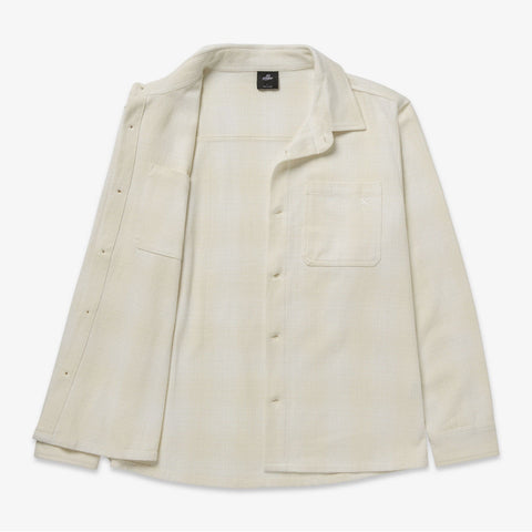 Front of Foundations FW'23 Flannel Overshirt - Cream