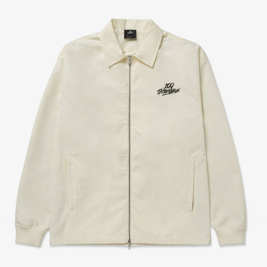 Front of Foundations FW'23 Nylon Zip Jacket - Cream