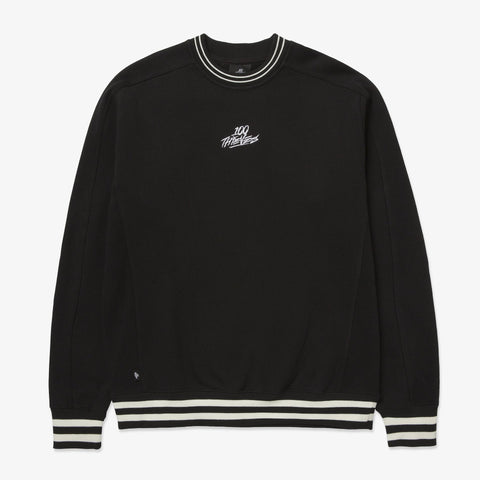 Front of Foundations FW'23 Stripe Crewneck - Black