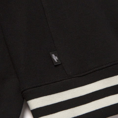 Bottom right detail of Foundations FW'23 Stripe Crewneck - Black