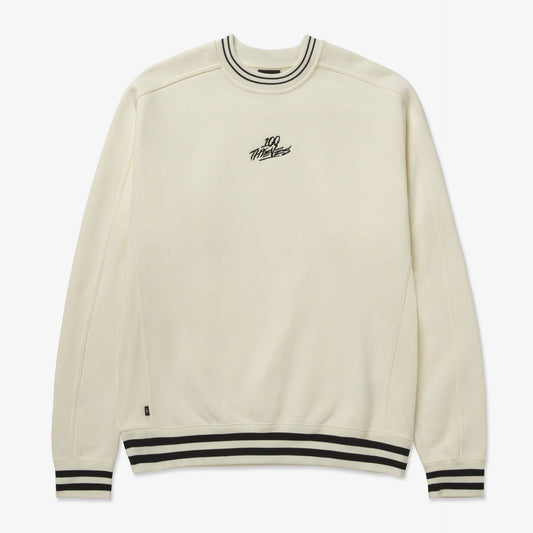 Front of Foundations FW'23 Stripe Crewneck - Cream