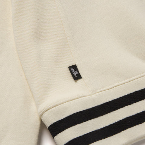 Front detail of Foundations FW'23 Stripe Crewneck - Cream