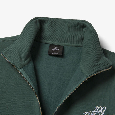 Collar detail on Foundations FW'23 1/4 Zip Sweatshirt - Forest