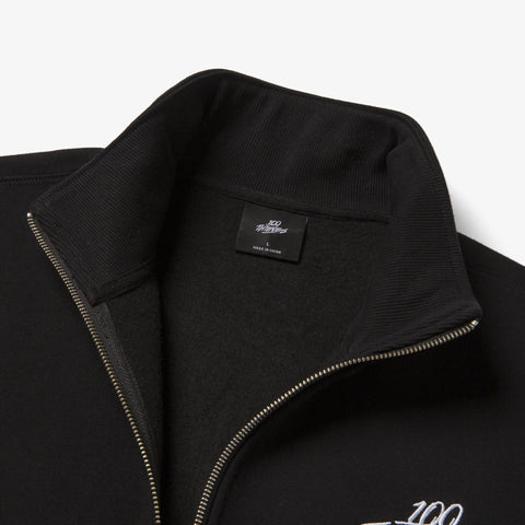 Collar detail on Foundations FW'23 1/4 Zip Sweatshirt - Forest