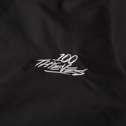 Front logo detail of Foundations FW'23 Bomber Jacket - Black