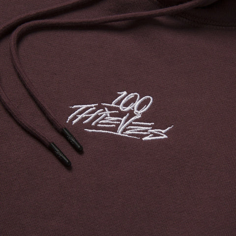 Logo detail on Foundations FW'23 Hoodie - Burgundy