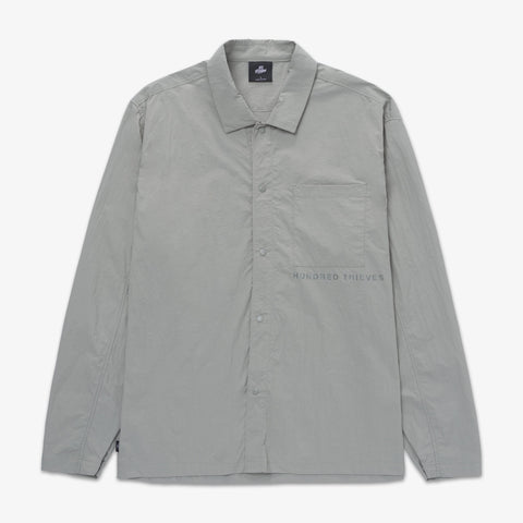 Front of Foundations SS'24 Nylon Shirt - Stonewash Green