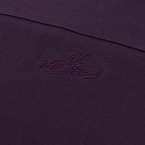 100 thieves logo on Foundations SS'24 Hockey Longsleeve - Plum