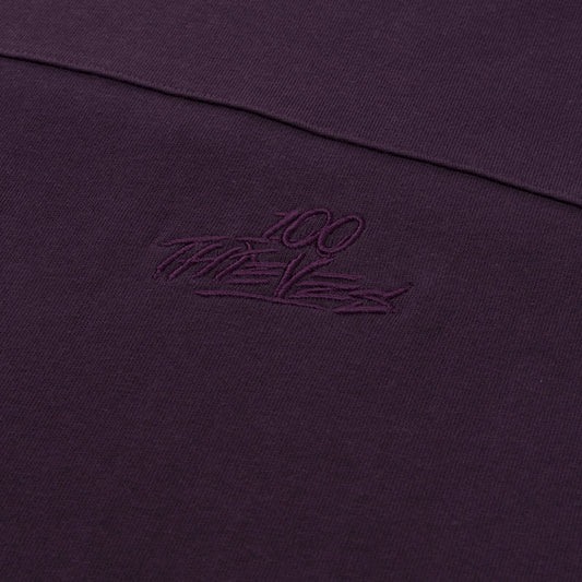 100 thieves logo on Foundations SS'24 Hockey Longsleeve - Plum