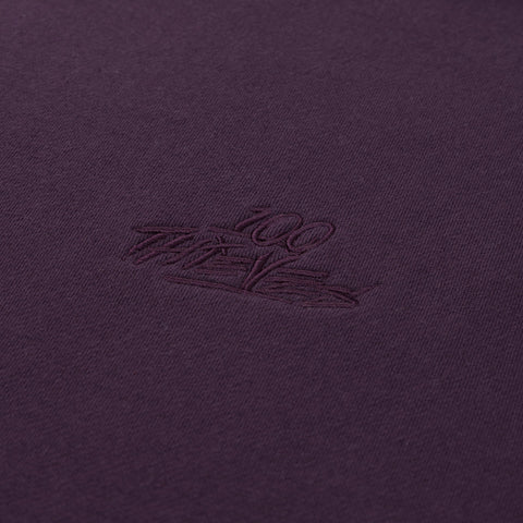 100 thieves logo on Foundations SS'24 Crewneck - Plum