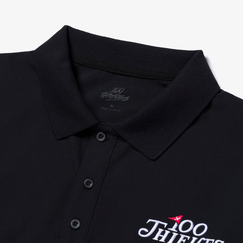 collar detail on Golf'24 Magnolia LS Woven Polo - Black