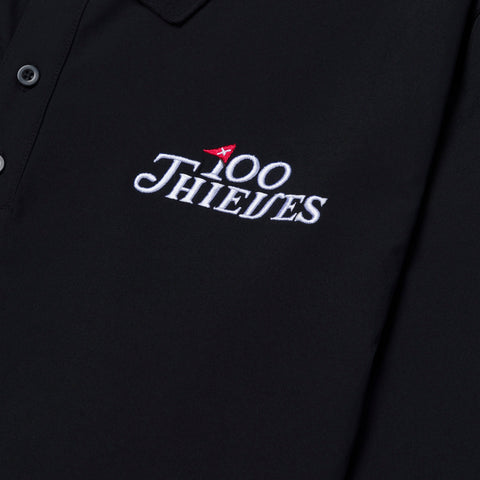 100 Thieves logo on Golf'24 Magnolia LS Woven Polo - Black