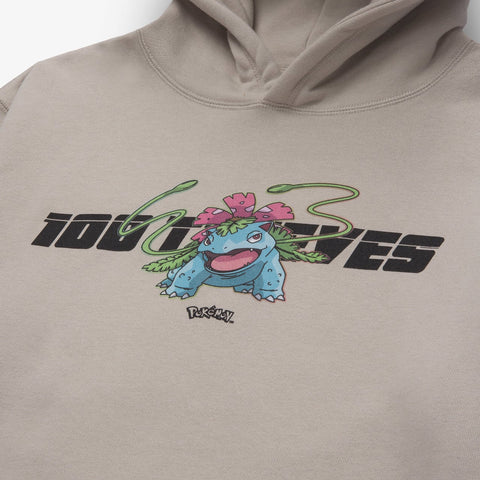 detail of Venusaur Hoodie - Light Grey