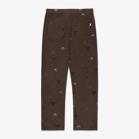 Back of Charizard Corduroy Pants - Brown