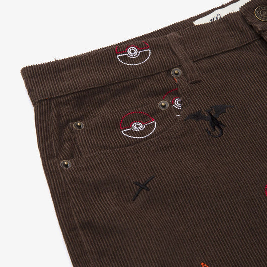 Pocket detail on Charizard Corduroy Pants - Brown