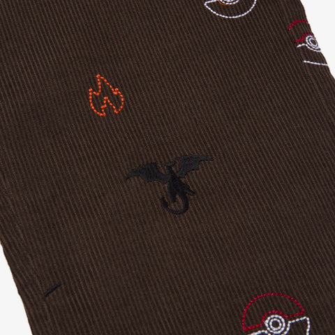 charizard detail on Charizard Corduroy Pants - Brown