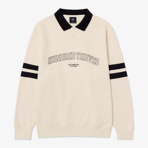 Front of Foundations FW'24 Collared Crewneck - Cream