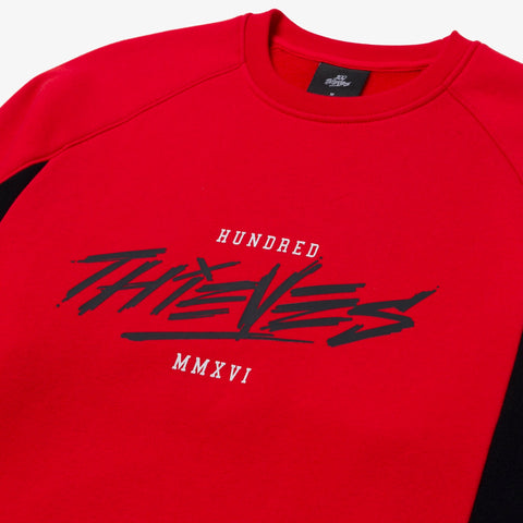 100 thieves logo on Sports Crewneck - Red/Black