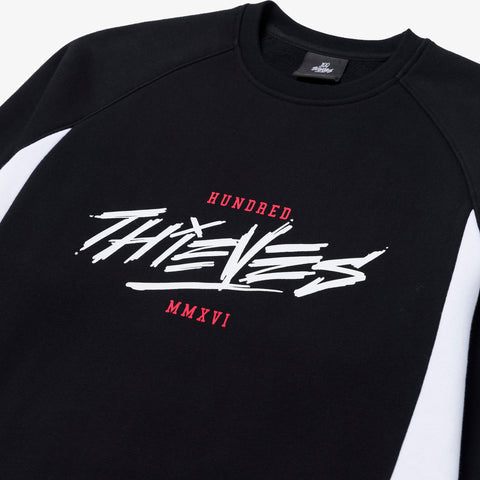 100 Thieves logo on Sports Crewneck - Black/White