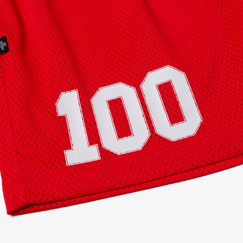 100 on Mesh Short - Red