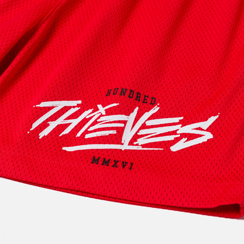 100 thieves logo on Mesh Short - Red