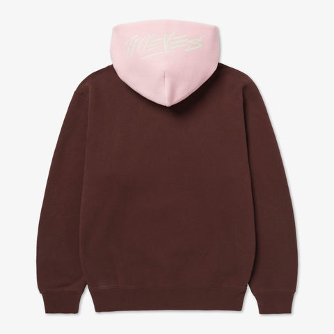 back of 2-Tone Hoodie - Brown/Pink