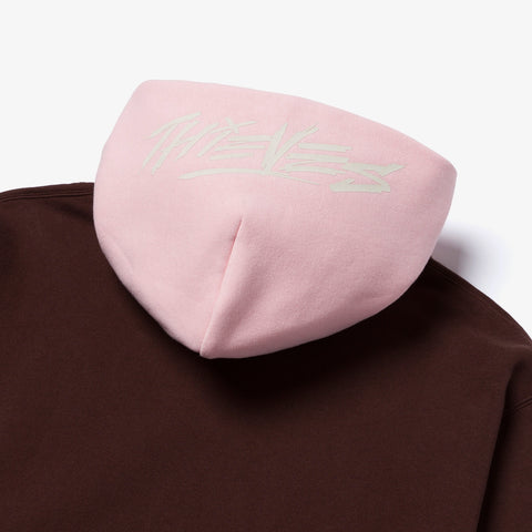 thieves logo on 2-Tone Hoodie - Brown/Pink