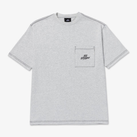 Front of Oversized Pocket T-shirt - Ash Heather