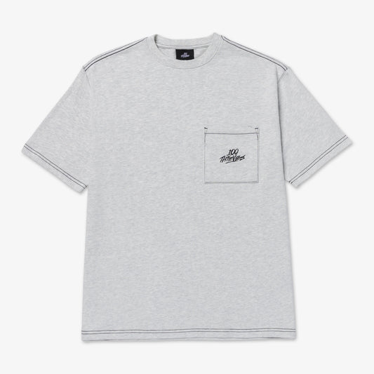 Front of Oversized Pocket T-shirt - Ash Heather