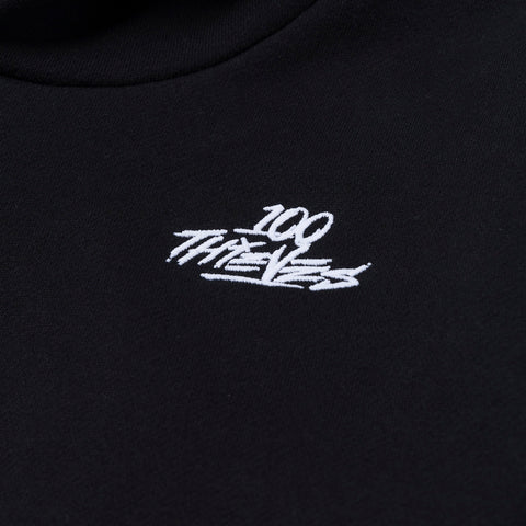 100 thieves logo on Womens Cropped Hoodie - Black