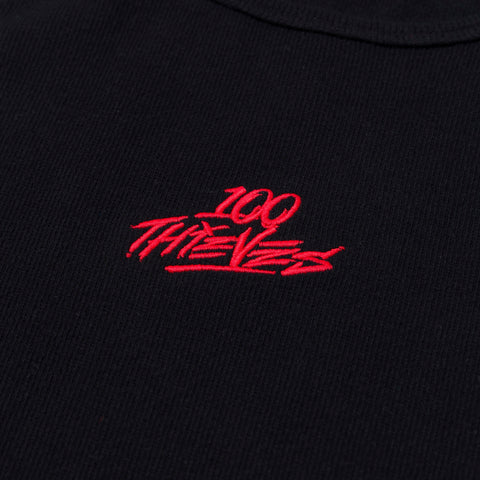 100 thieves logo on Womens Ribbed Tank - Black