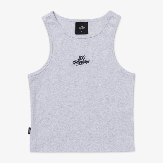 Front of Womens Ribbed Tank - Ash Heather