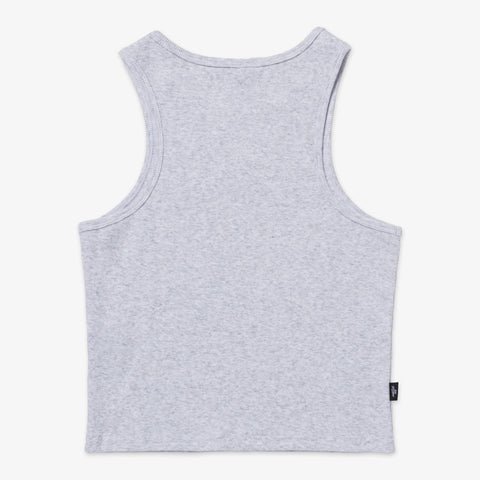 back of Womens Ribbed Tank - Ash Heather