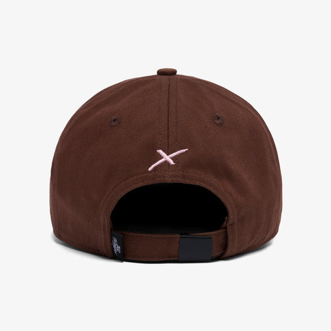 X logo on back of Microcord Dad Hat - Brown