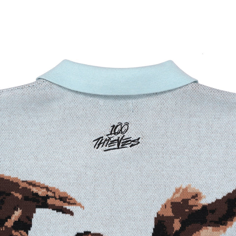 100 Thieves x Malbon Buckshot Knit LS Polo - Multi