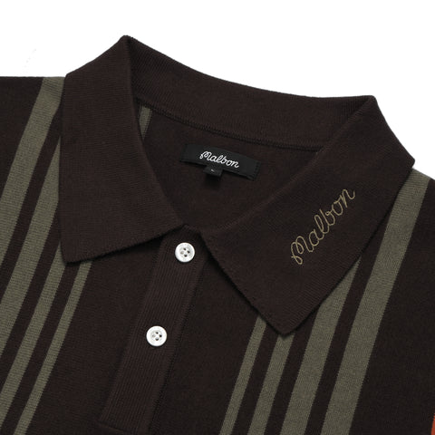 100 Thieves x Malbon Ranger Knit SS Polo - Brown