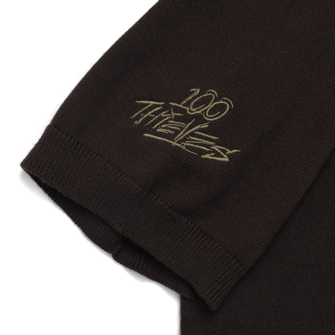 100 Thieves x Malbon Ranger Knit SS Polo - Brown