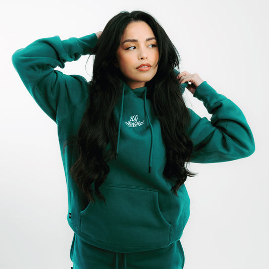 Valkyrae in Foundations FW'23 Hoodie - Forest