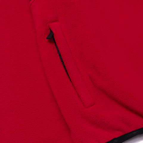 Pocket detail on Foundations FW'24 Polar Fleece Pullover - Red