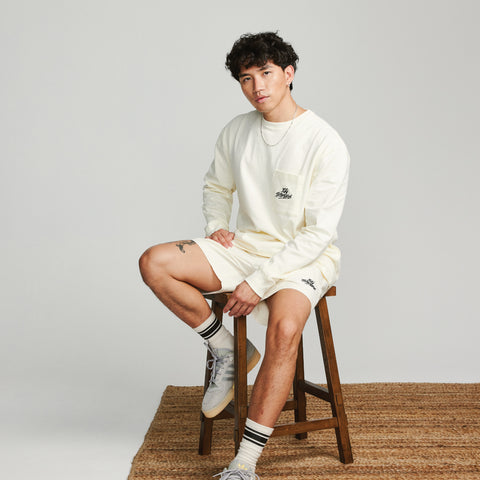 Model in Foundations FW'23 Nylon Short - Cream