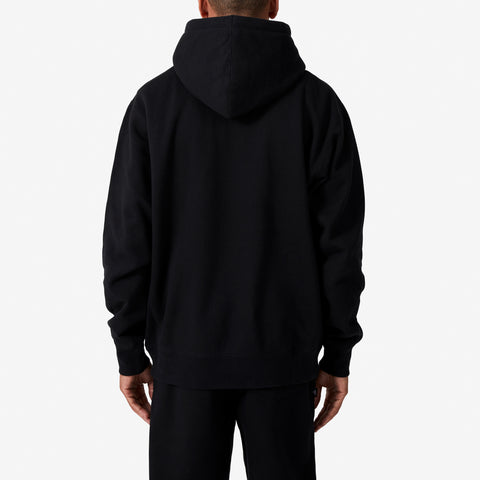 back of 100 Thieves Foundation heavyweight black fleece hoodie