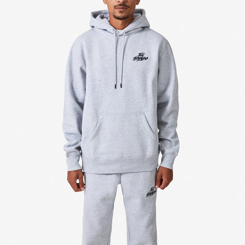 100 Thieves Foundation heavyweight grey fleece hoodie