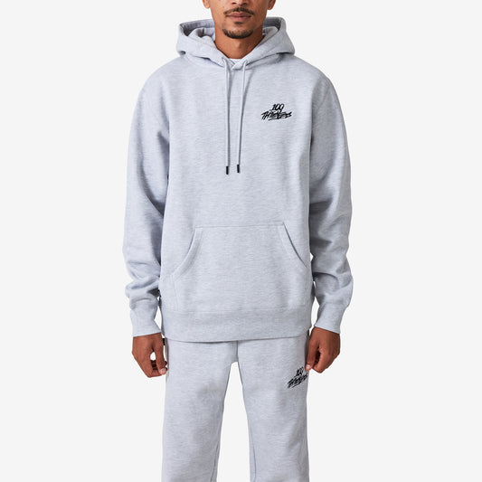 100 Thieves Foundation heavyweight grey fleece hoodie